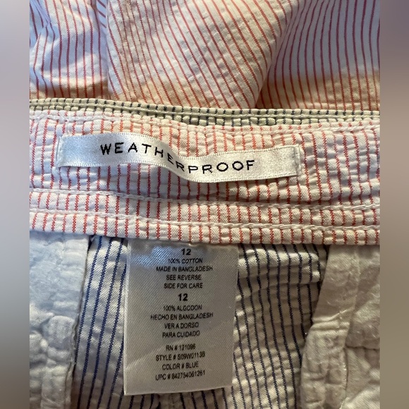 Ladies 2 pair of 100% cotton pinstriped Bermuda shorts by Weatherproof, size 12 - Picture 6 of 6